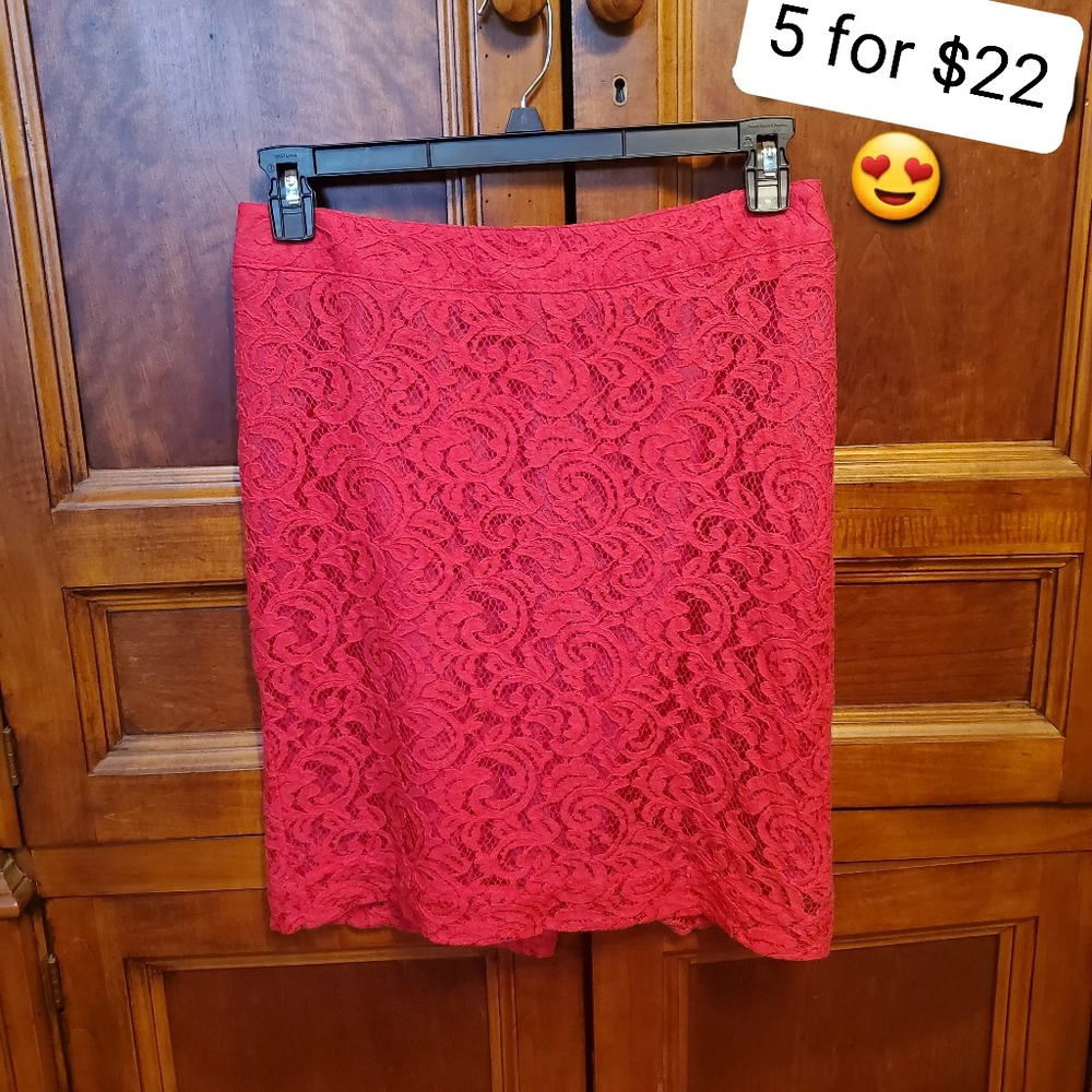 Sale Merona Lace Skirt 8 Bright Pink Hot Pink